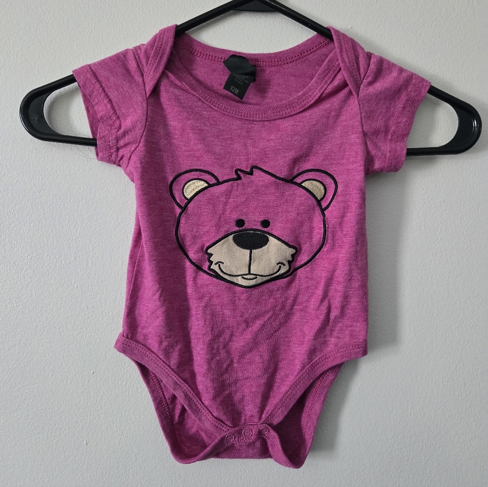 Pink Bear Print Kids One Piece